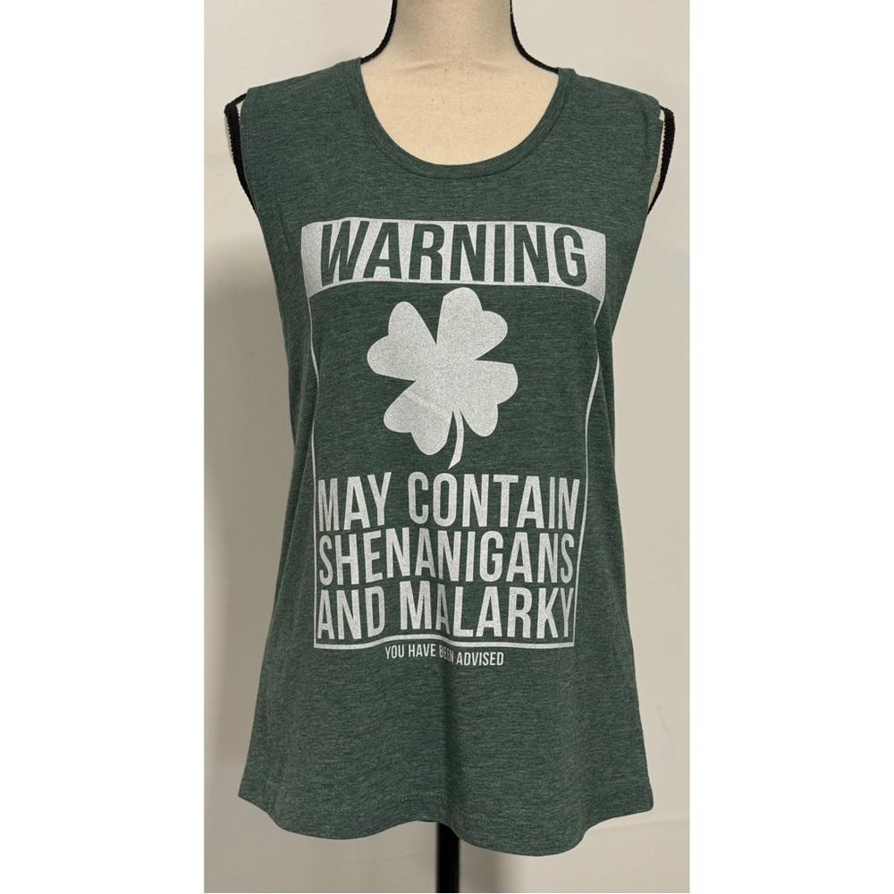 Fifth Sun Clover Advisory St Patrick's Day Muscle Tank Top Green Juniors Size M - Picture 2 of 5